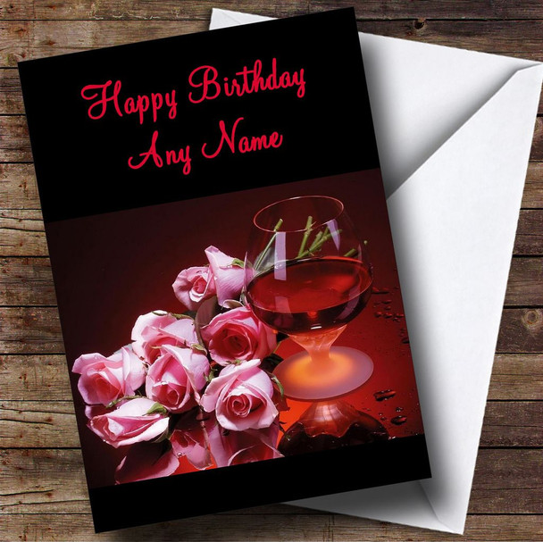 Brandy & Flowers Romantic Personalised Birthday Card