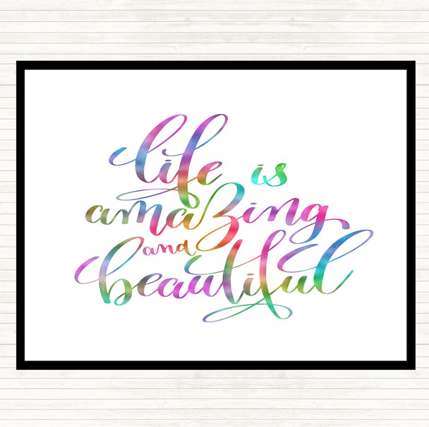 Life Amazing Rainbow Quote Dinner Table Placemat