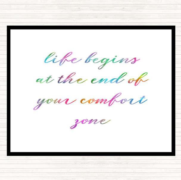 Life Begins Rainbow Quote Mouse Mat Pad
