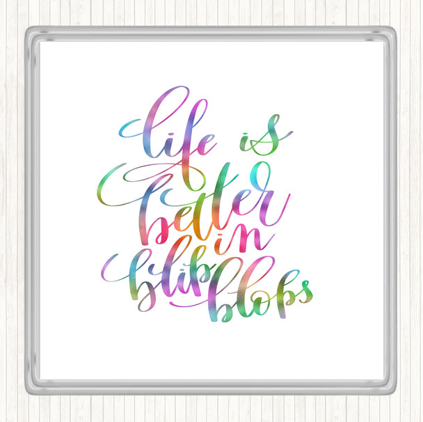 Life Is Better In Flip Flops Rainbow Quote Drinks Mat Coaster