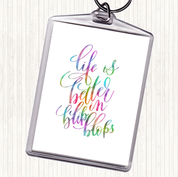 Life Is Better In Flip Flops Rainbow Quote Bag Tag Keychain Keyring