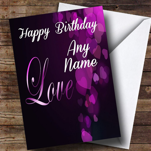 Gorgeous Purple Love Romantic Personalised Birthday Card