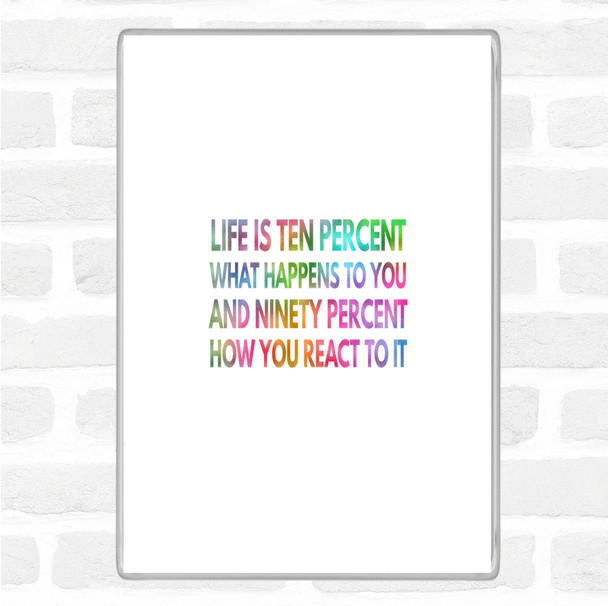 Life Is Ten Percent What Happens And Ninety Percent How You React Rainbow Quote Jumbo Fridge Magnet