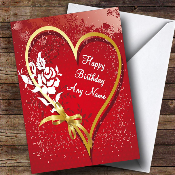 Heart And Bow Romantic Personalised Birthday Card