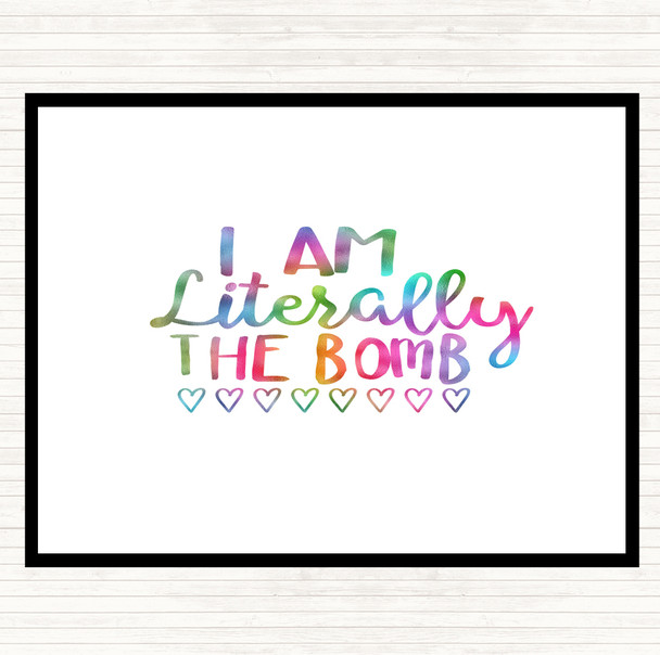 Literally The Bomb Rainbow Quote Mouse Mat Pad