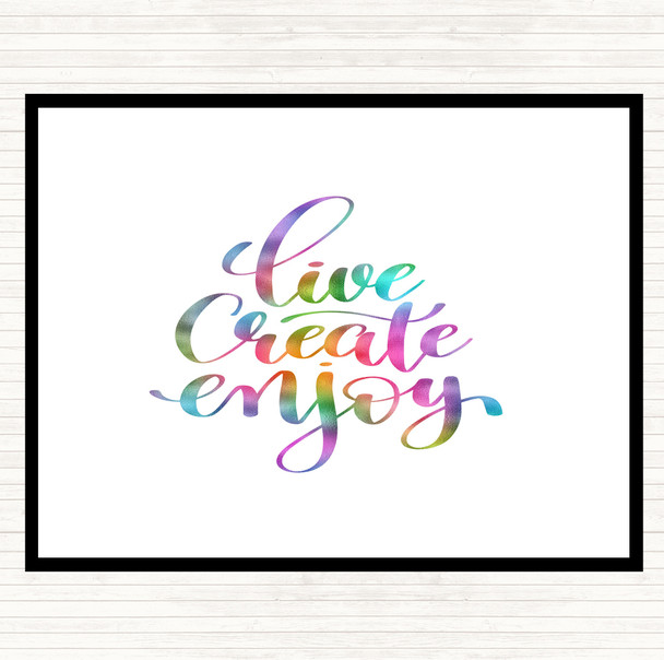 Live Create Enjoy Rainbow Quote Mouse Mat Pad
