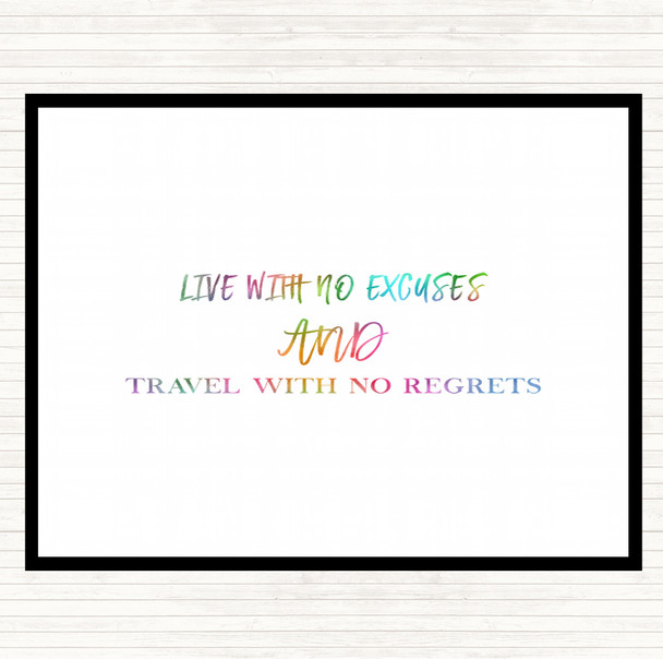 Live With No Excuses Rainbow Quote Mouse Mat Pad