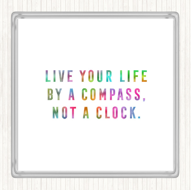 Live Your Life Rainbow Quote Drinks Mat Coaster