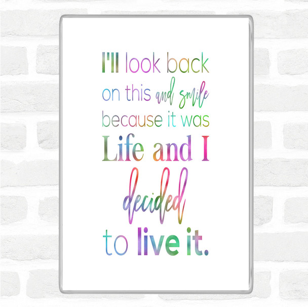 Look Back And Smile Rainbow Quote Jumbo Fridge Magnet