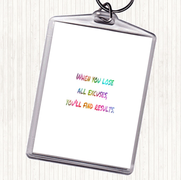 Lose All Excuses Rainbow Quote Bag Tag Keychain Keyring