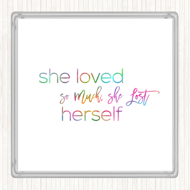 Lost Herself Rainbow Quote Drinks Mat Coaster