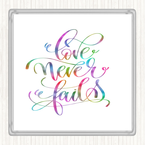 Love Fail Rainbow Quote Drinks Mat Coaster