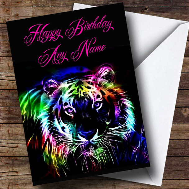 Colourful Tiger Personalised Birthday Card