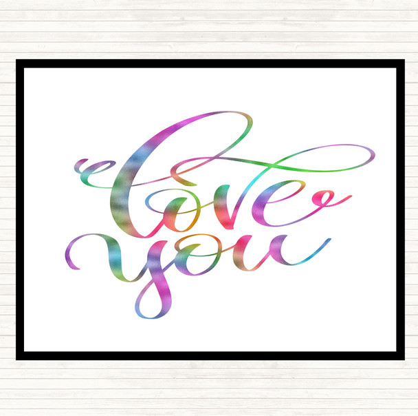 Love U Rainbow Quote Mouse Mat Pad