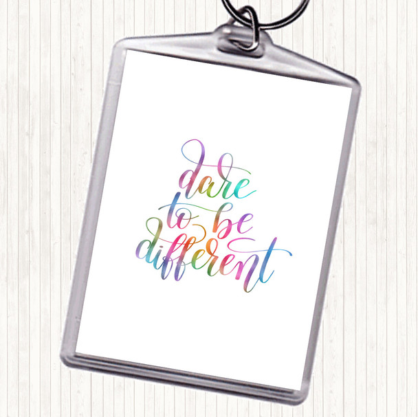 Be Different Swirl Rainbow Quote Bag Tag Keychain Keyring