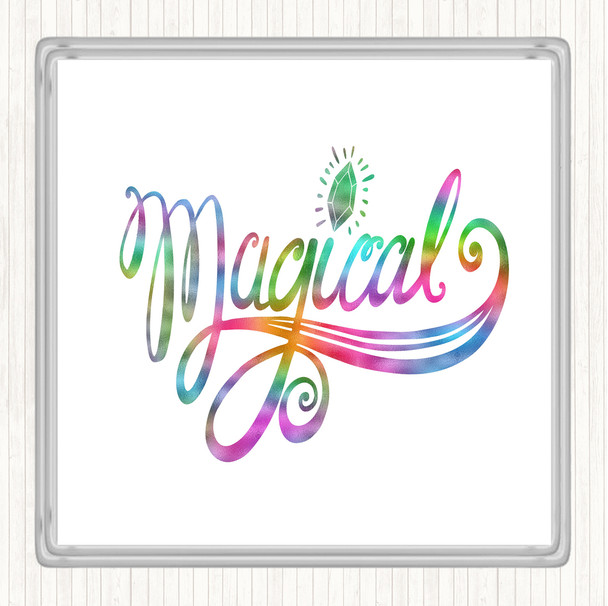 Magical Unicorn Rainbow Quote Drinks Mat Coaster