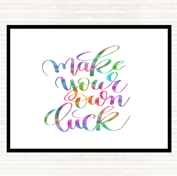 Make Your Own Luck Rainbow Quote Mouse Mat Pad