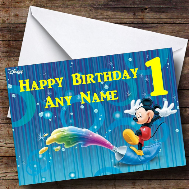Blue Mickey Mouse Personalised Birthday Card