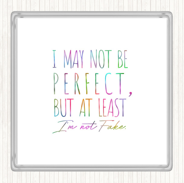 May Not Be Perfect Rainbow Quote Drinks Mat Coaster