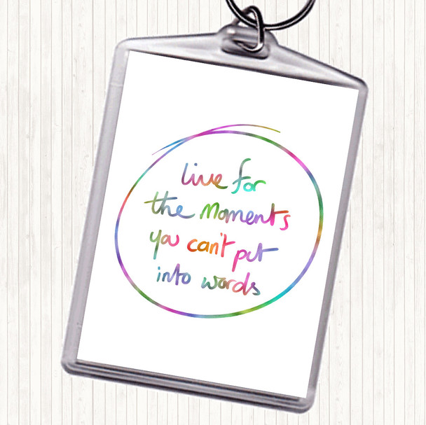 Moments No Words Rainbow Quote Bag Tag Keychain Keyring
