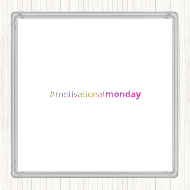 Motivational Monday Rainbow Quote Drinks Mat Coaster