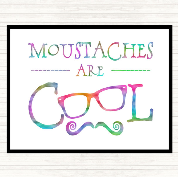 Mustache Are Cool Rainbow Quote Mouse Mat Pad