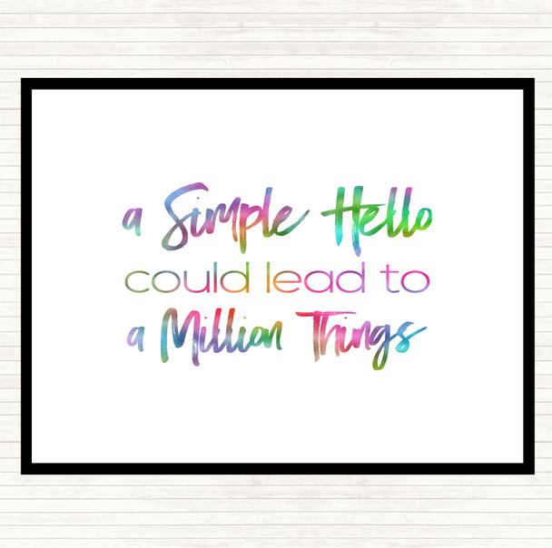 A Simple Hello Rainbow Quote Dinner Table Placemat