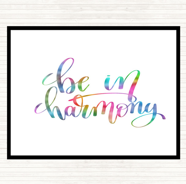 Be In Harmony Rainbow Quote Mouse Mat Pad