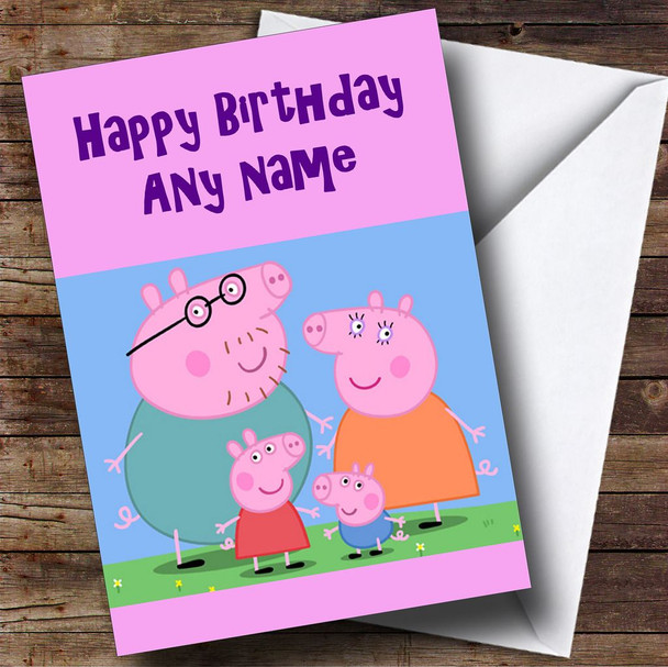 Pink Peppa Pig Personalised Birthday Card