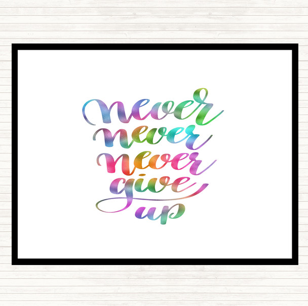 Never Give Up Swirl Rainbow Quote Dinner Table Placemat