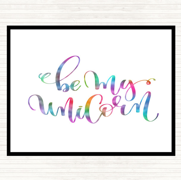 Be My Unicorn Rainbow Quote Mouse Mat Pad