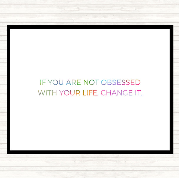 Obsessed With Life Rainbow Quote Dinner Table Placemat