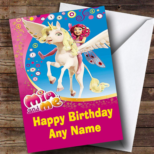 Pink Mia And Me  Personalised Children's Birthday Card