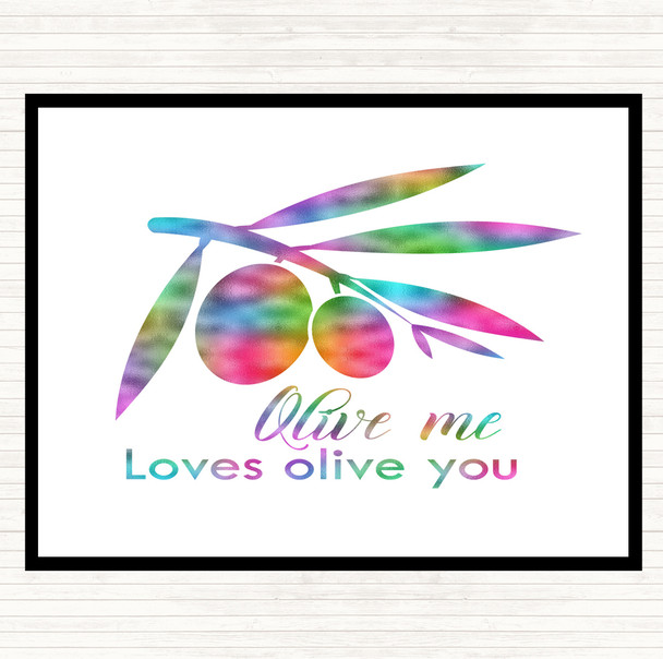 Olive Me Loves Olive You Rainbow Quote Mouse Mat Pad