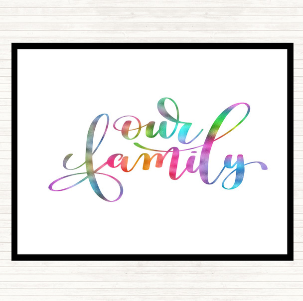 Our Family Rainbow Quote Dinner Table Placemat