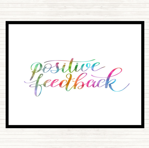 Positive Feedback Rainbow Quote Mouse Mat Pad