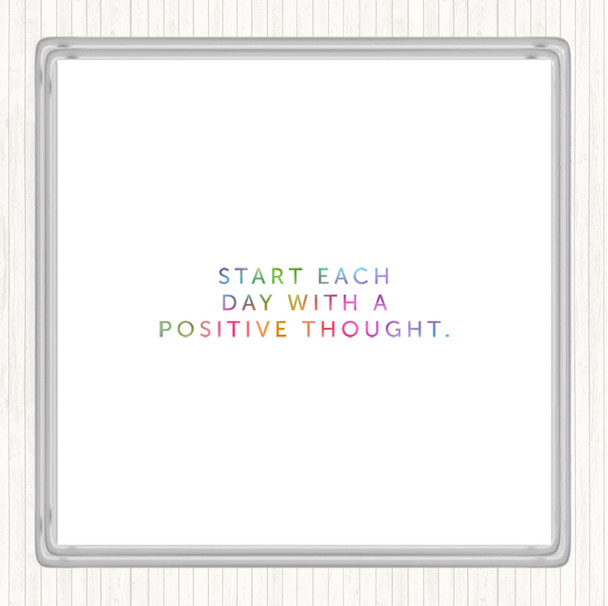 Positive Thought Rainbow Quote Drinks Mat Coaster