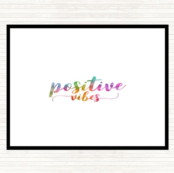 Positive Vibes Rainbow Quote Mouse Mat Pad