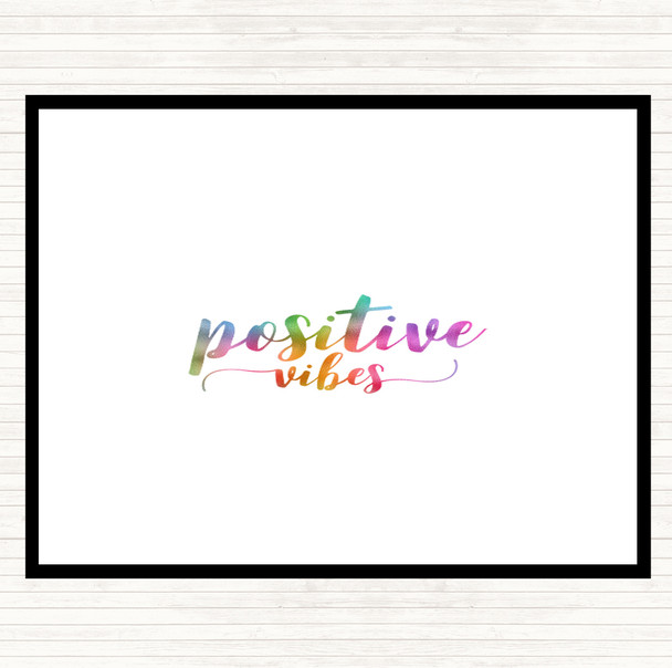 Positive Vibes Rainbow Quote Dinner Table Placemat