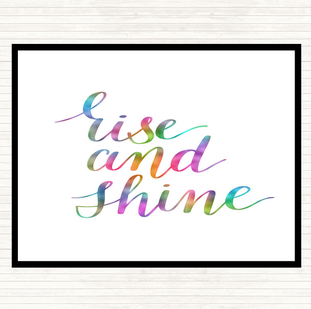 Rise And Shine Rainbow Quote Mouse Mat Pad