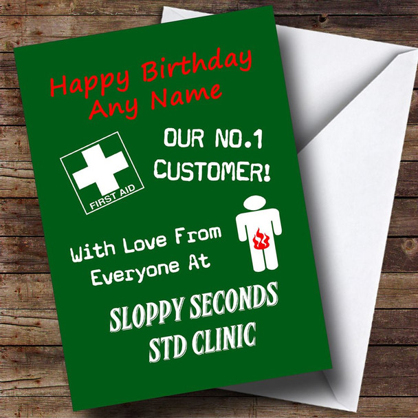 Funny Joke Rude Std Clinic Personalised Birthday Card