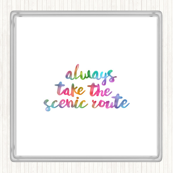 Scenic Route Rainbow Quote Drinks Mat Coaster