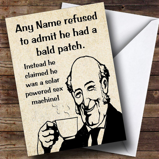 Funny Joke Bald Patch Sex Machine Personalised Birthday Card