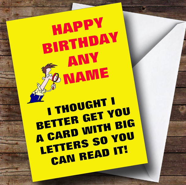 Funny Joke Bad Eyesight Getting Old Personalised Birthday Card