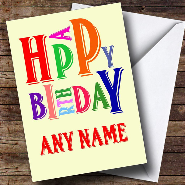 Funky Wonky Yellow Personalised Birthday Card