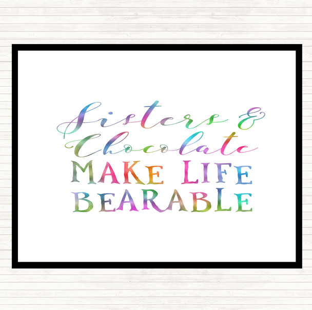 Sisters And Chocolate Rainbow Quote Mouse Mat Pad