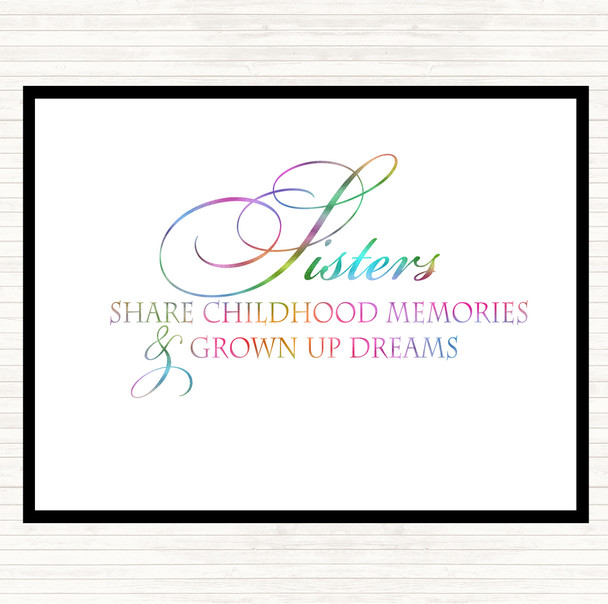 Sisters Share Rainbow Quote Mouse Mat Pad