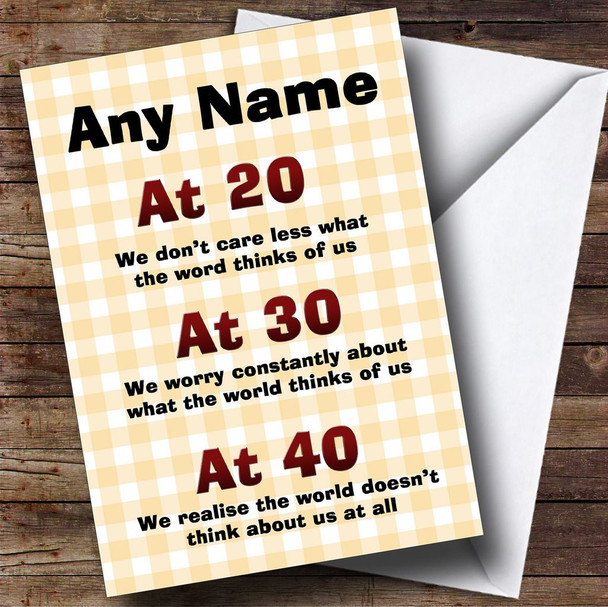 Funny 20 30 40 Personalised Birthday Card