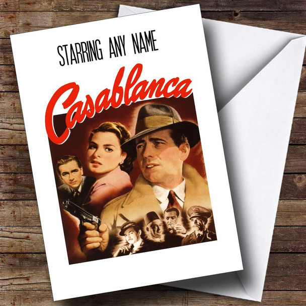 Spoof Casablanca Movie Film Poster Personalised Birthday Card