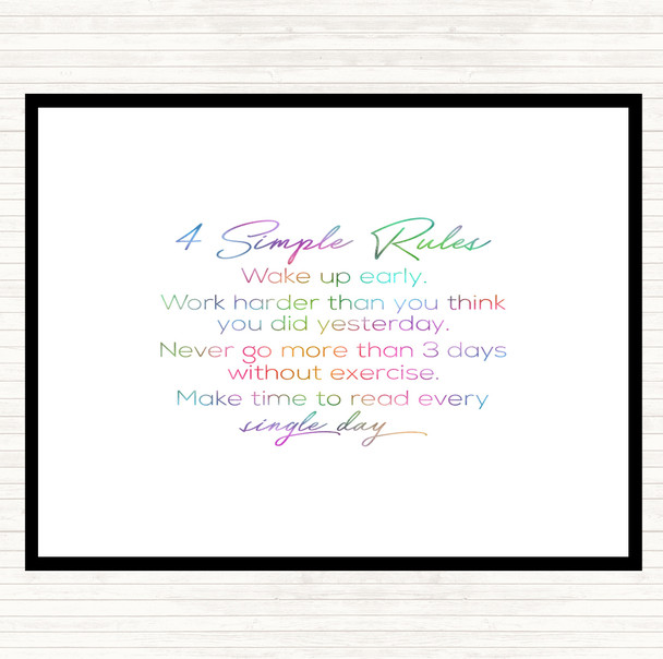 4 Simple Rules Rainbow Quote Dinner Table Placemat